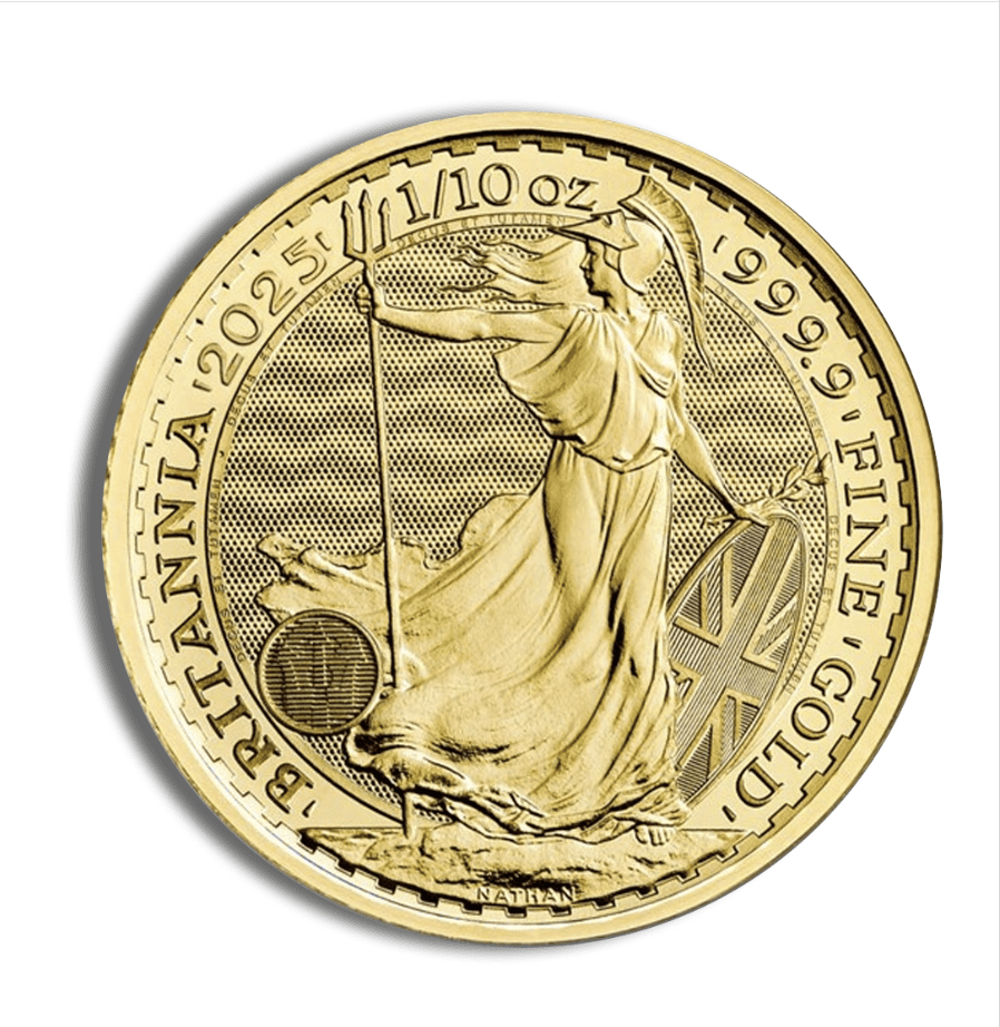 2025 British Gold Britannia coin – 1/10 oz gold, The Royal Mint, King Charles effigy